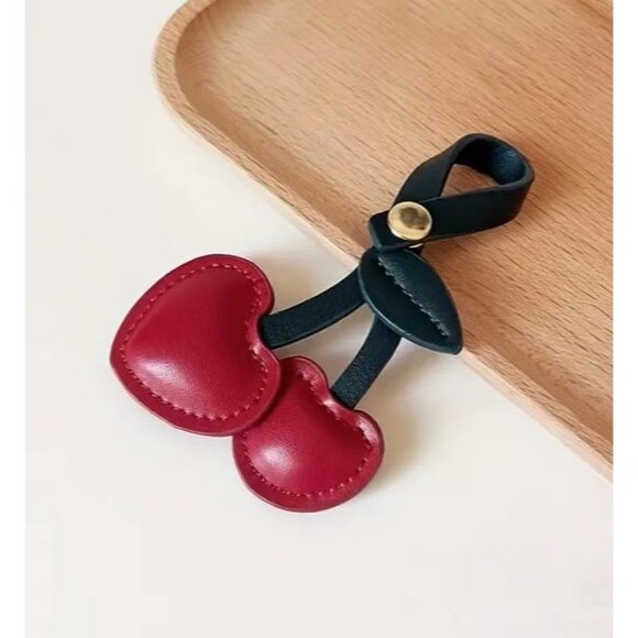 Red Cherries Cherry Keyring Keychain Key Ring Bag Hang - Picture 5 of 7